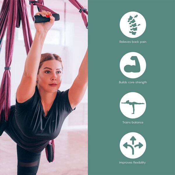 Aum Active Aerial Silks Yoga Swings for Indoor Use, Yoga Sling Hammock - Image 2