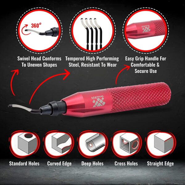 AFA Tooling Metal Deburring Tool with 10 Extra High Speed Steel Blades - Image 4