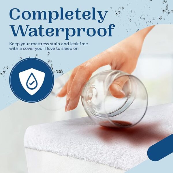 FeelAtHome Waterproof Mattress Protector, Supersoft Cover, White - Image 9