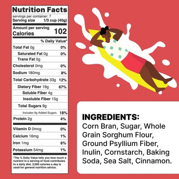 Poop Like A Champion Ultra High Fiber Cereal W/ Bran, Low Calorie, Cinnamon Toast Flavour, 9oz - Image 9