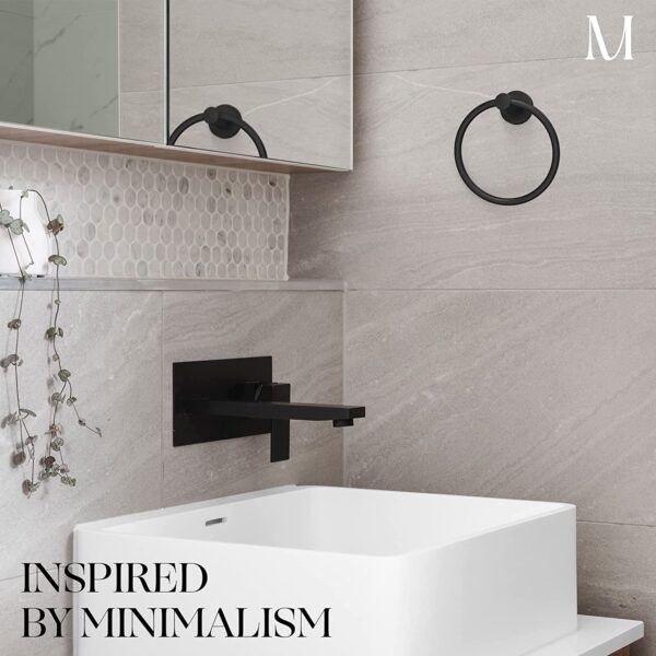 Marmolux Hand Towel Holder, Stainless Steel Towel Ring, Matte Black Finish - Image 8