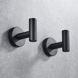 Marmolux Stainless Steel Hangers Towel Hooks, Matte Black Finish, 2 Pcs