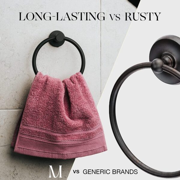 Marmolux Hand Towel Holder, Stainless Steel Towel Ring, Matte Black Finish - Image 6