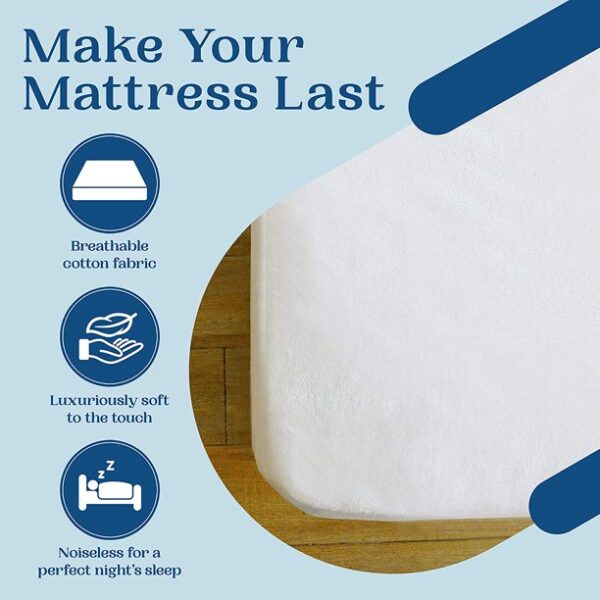 FeelAtHome Waterproof Mattress Protector, Supersoft Cover, White - Image 7
