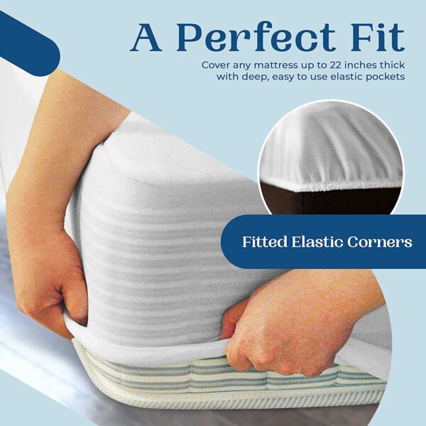 FeelAtHome Waterproof Mattress Protector, Supersoft Cover, White - Image 4