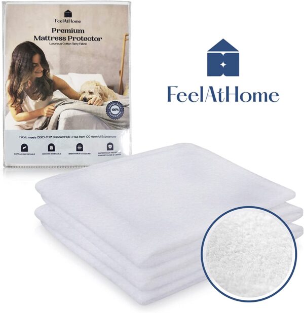 FeelAtHome Waterproof Mattress Protector, Supersoft Cover, White - Image 2