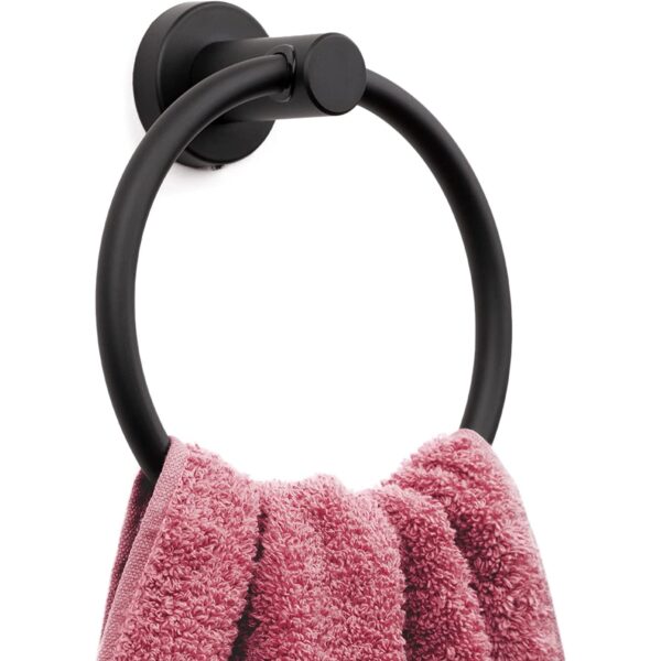 Marmolux Hand Towel Holder, Stainless Steel Towel Ring, Matte Black Finish
