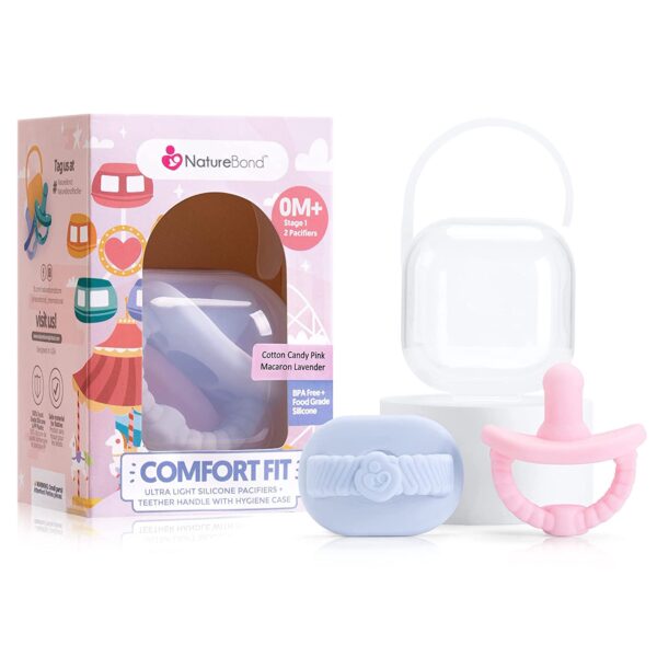 NatureBond Newborn Baby Pacifiers, W/ Holder, 0-6 Months - Image 4