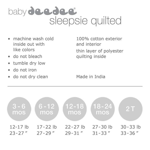 Baby Deedee Quilted Cotton Unisex Toddler Pajamas for Boys/Girls 12m-18m-24m - Image 5