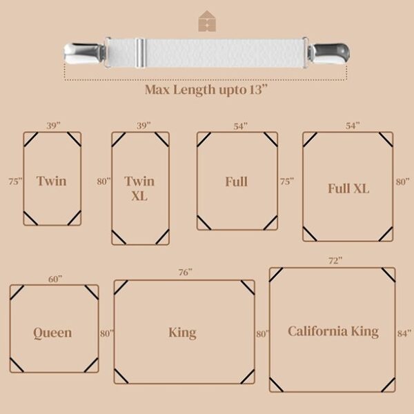 FeelAtHome Bed Sheet Straps, Criss-Cross Bed Sheet Clips, 2 Straps - Image 4