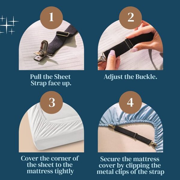 FeelAtHome Bed Sheet Straps, Clips Keep Bedsheet in Place, 4 Pcs - Image 3