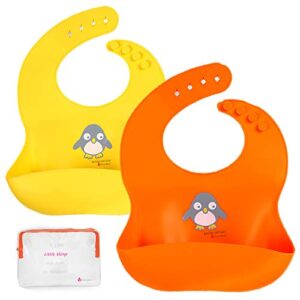 NatureBond Silicone Baby Bibs, Unisex Feeding Bibs, 2 Pcs