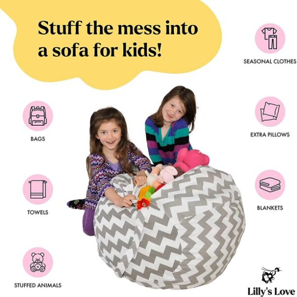 Lilly's Love Cotton Stuffed Toys Animal Bean Bag Storage Chair for Kids - Image 4