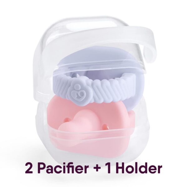 NatureBond Newborn Baby Pacifiers, W/ Holder, 0-6 Months - Image 2