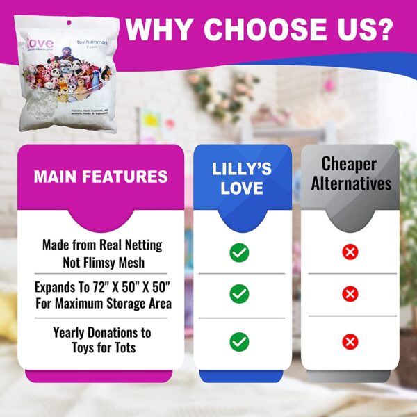 Lilly's Love Stuff Animal Storage Hammock, Polyester Toy Hanging Organizers, Unisex, 1Pack - Image 5
