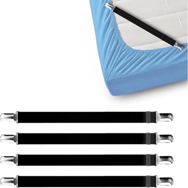 FeelAtHome Bed Sheet Straps, Clips Keep Bedsheet in Place, 4 Pcs