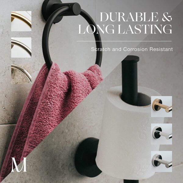 Marmolux Bathroom Set 2pcs - Hand Towel Ring + Toilet Paper Holder Wall Mount - Image 2