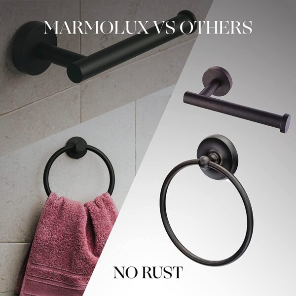 Marmolux Bathroom Set 2pcs - Hand Towel Ring + Toilet Paper Holder Wall Mount - Image 7