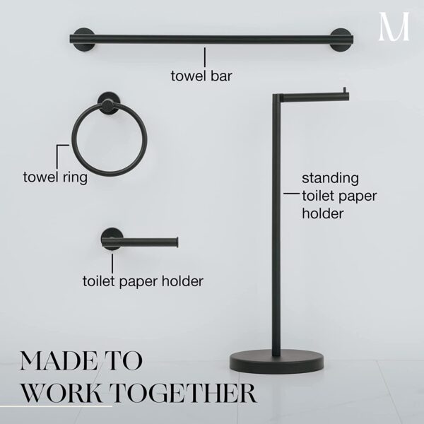 Marmolux Bathroom Set 2pcs - Hand Towel Ring + Toilet Paper Holder Wall Mount - Image 9