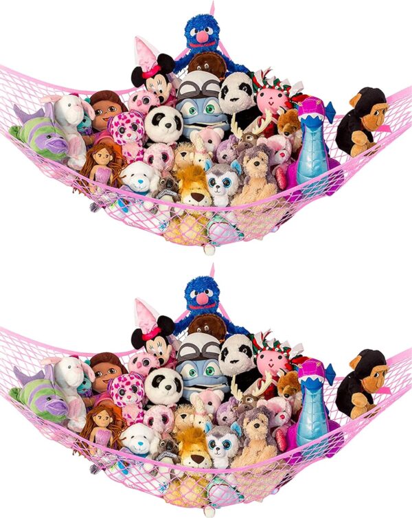 Lilly’s Love Toy Hammock, Polyester Hanging Organizers, Unisex, 2 Pack - Pink