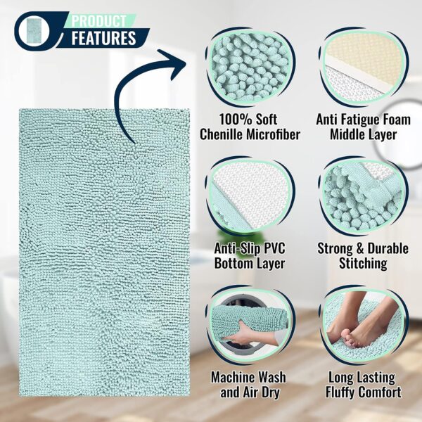 Bathroom Rug Runner, Chenille Bath Mat, Charcoal Gray - ITSOFT - Image 8