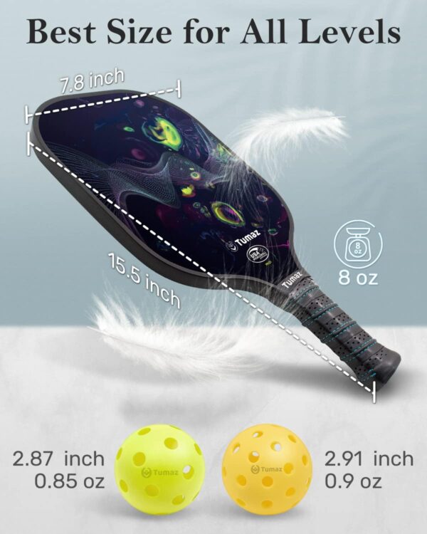 Pickleball Paddle Set, 2 Honeycomb Core and Fiberglass Face Paddles, 4 Balls and Carry Case - Image 4