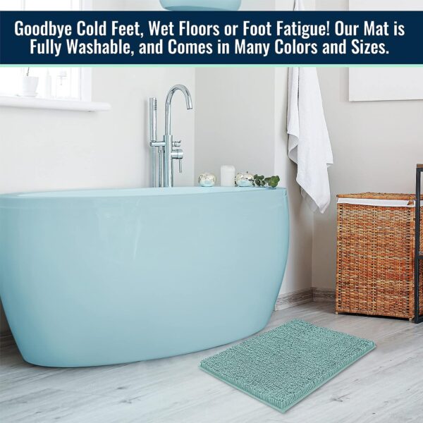 Bathroom Rug Runner, Chenille Bath Mat, Charcoal Gray - ITSOFT - Image 5