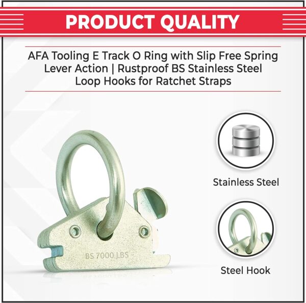 AFA Tooling 12pcs E-Track O-Ring w/ 2300LB Load Limit, Slip Free Spring Lever Action - Image 7