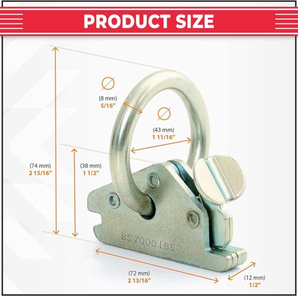 AFA Tooling 12pcs E-Track O-Ring w/ 2300LB Load Limit, Slip Free Spring Lever Action - Image 8