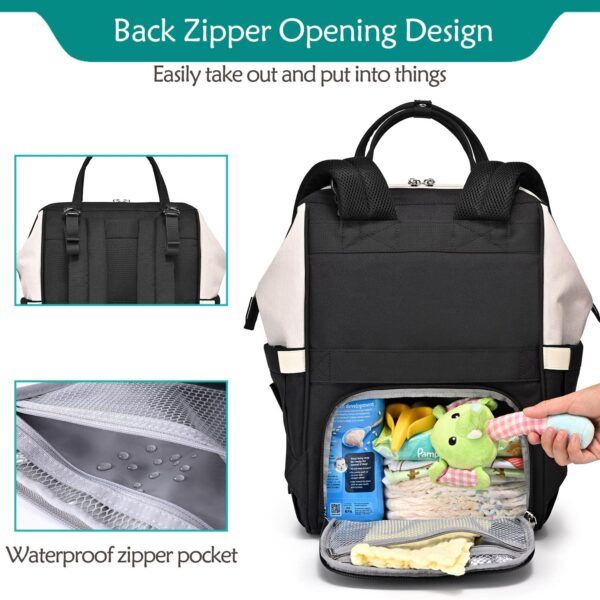 BabbleRoo Baby Diaper Bag Backpack, Waterproof Travel Bag, Unisex, Stylish Dual Color - Image 4