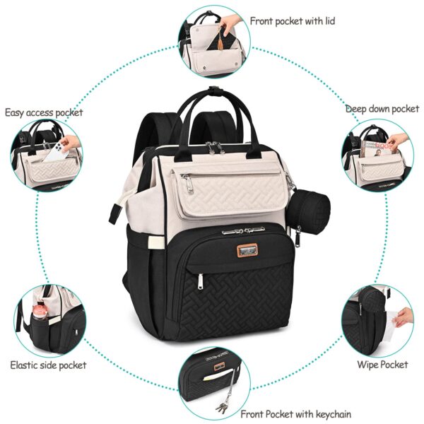 BabbleRoo Baby Diaper Bag Backpack, Waterproof Travel Bag, Unisex, Stylish Dual Color - Image 5