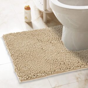 ITSOFT Chenille Contour Rug For Toilet,Toilet Rugs U Shaped, 24 x 21"