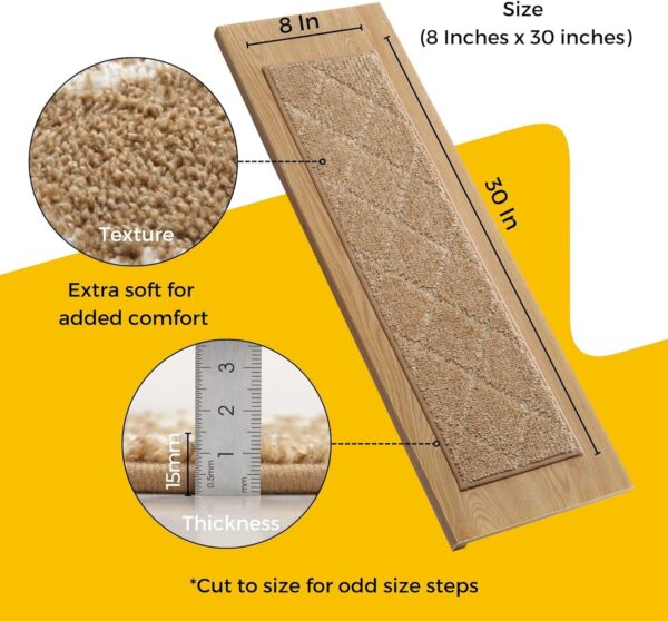 MBIGM Carpet Stair Treads for Wooden Steps with Soft Plush Comfort, 15 Pcs - Image 3