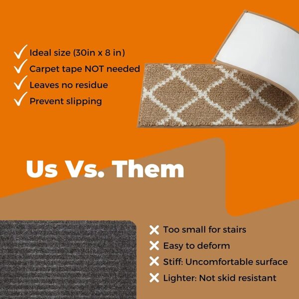 MBIGM Carpet Stair Treads for Wooden Steps with Soft Plush Comfort, 15 Pcs - Image 6