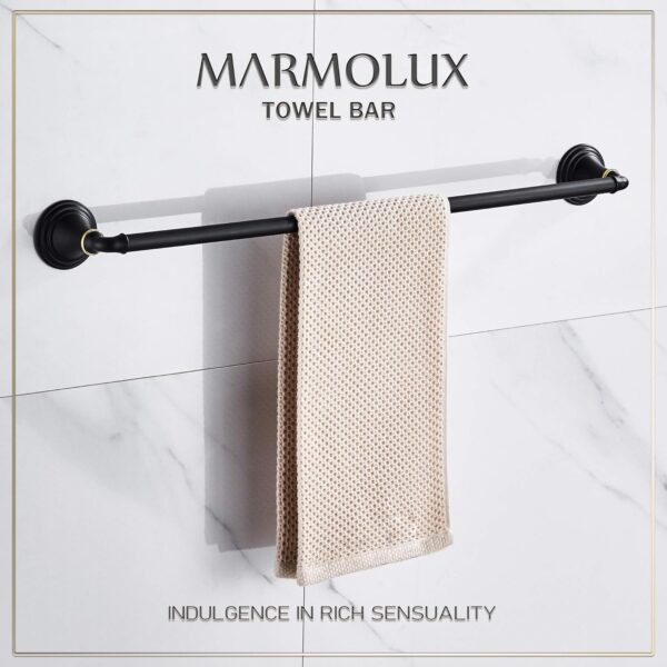 Marmolux Vintage Style Towel Bar, SUS304 Stainless Steel Bath Towel Rack, Matte Black 24" - Image 2