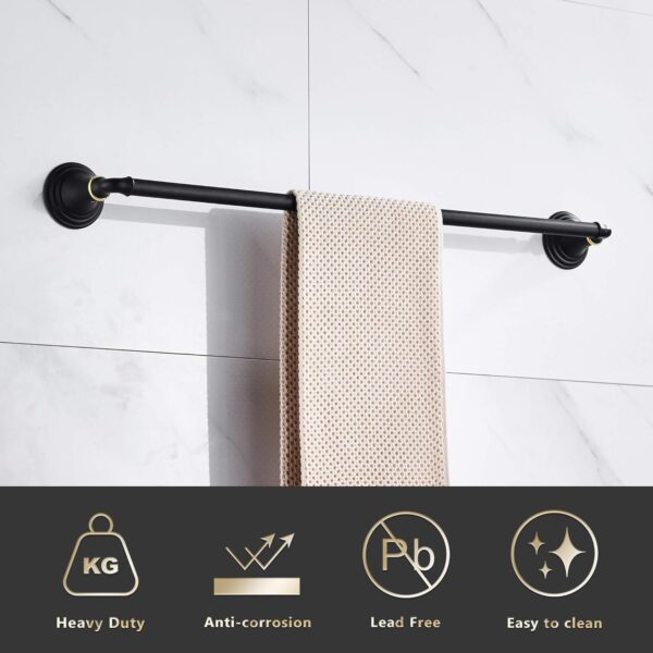 Marmolux Vintage Style Towel Bar, SUS304 Stainless Steel Bath Towel Rack, Matte Black 24" - Image 3