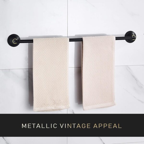 Marmolux Vintage Style Towel Bar, SUS304 Stainless Steel Bath Towel Rack, Matte Black 24" - Image 4