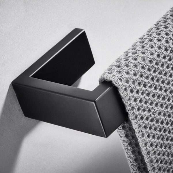 Marmolux Towel Racks for Bathroom, 8 Inch Square Towel Bar Holder, Matte Black - Image 2