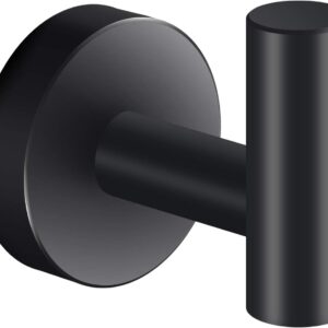Marmolux Stainless Steel Towel Hooks for Bathrooms, Matte Black Finish, 1 Pc