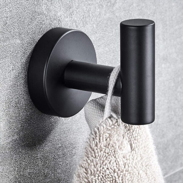 Marmolux Stainless Steel Towel Hooks for Bathrooms, Matte Black Finish, 1 Pc - Image 5
