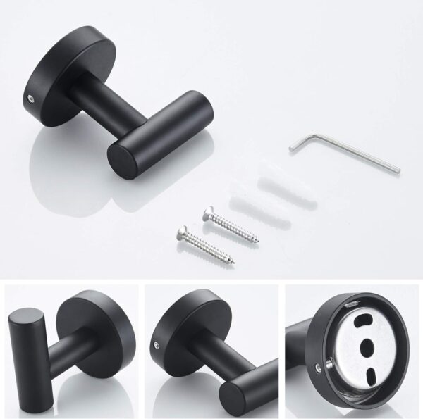 Marmolux Stainless Steel Towel Hooks for Bathrooms, Matte Black Finish, 1 Pc - Image 6