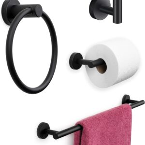 Marmolux 4 Piece Bathroom Hardware Set - Bathroom Towel Rack,Towel Holder & Bathroom Fixtures, Matte Black