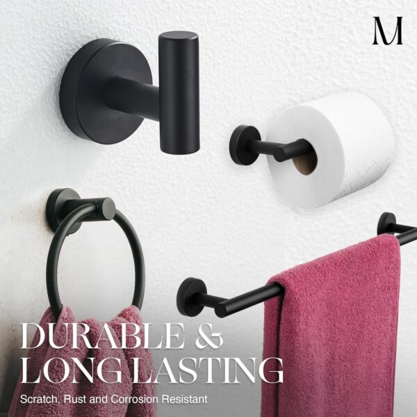 Marmolux 4 Piece Bathroom Hardware Set - Bathroom Towel Rack,Towel Holder & Bathroom Fixtures, Matte Black - Image 2