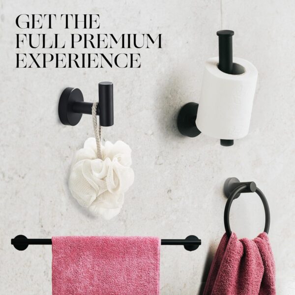 Marmolux 4 Piece Bathroom Hardware Set - Bathroom Towel Rack,Towel Holder & Bathroom Fixtures, Matte Black - Image 3
