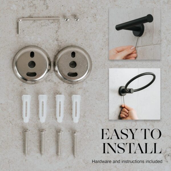 Marmolux 4 Piece Bathroom Hardware Set - Bathroom Towel Rack,Towel Holder & Bathroom Fixtures, Matte Black - Image 4