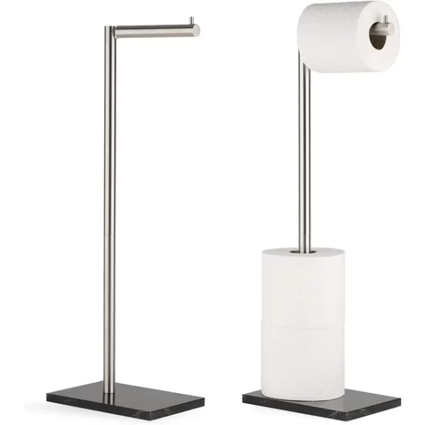 Marmolux Toilet Paper Holder Free Standing Marble Base w/ Storage