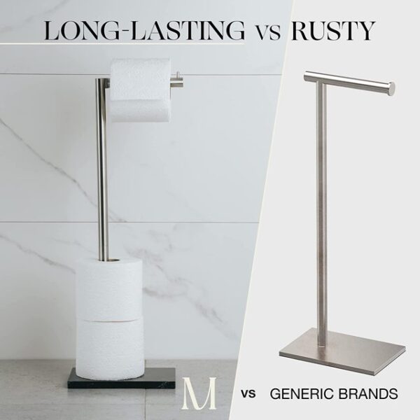 Marmolux Toilet Paper Holder Free Standing Marble Base w/ Storage - Image 4