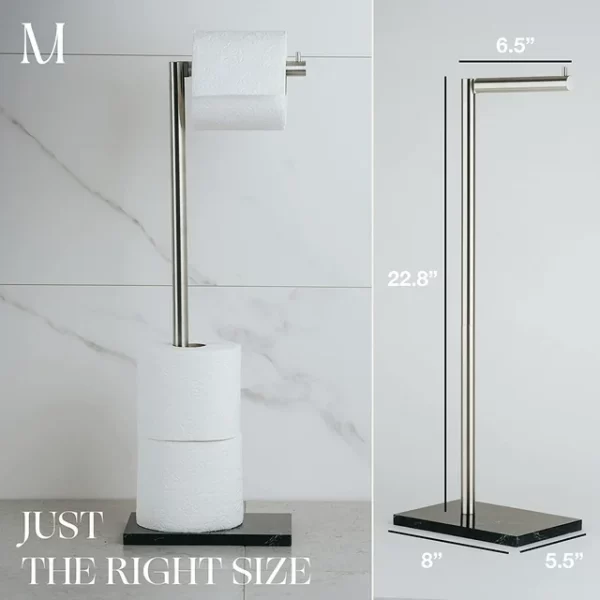 Marmolux Toilet Paper Holder Free Standing Marble Base w/ Storage - Image 6