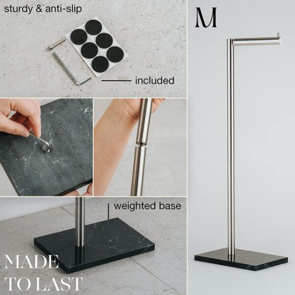 Marmolux Toilet Paper Holder Free Standing Marble Base w/ Storage - Image 8