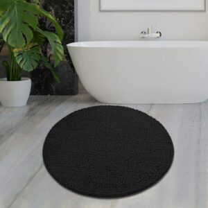 Mayshine Round Bathroom Rugs, Chenille Toilet Mat, Absorbent Non-Slip Toilet Rug, 3x3 Foot